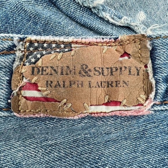 Denim & Supply Ralph Lauren Vintage Cut Off Patched Jean Shorts Size 27 Women's - Picture 2 of 6